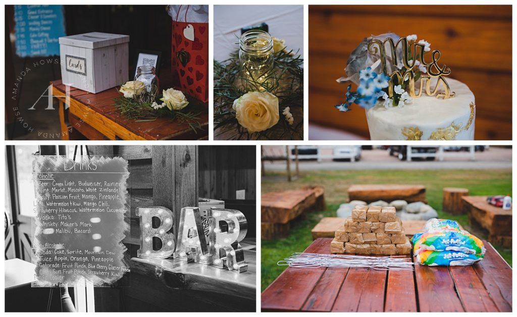 S'mores Bar Wedding Decoration Ideas | Photographed by the Best Tacoma Wedding Photographer Amanda Howse Photography