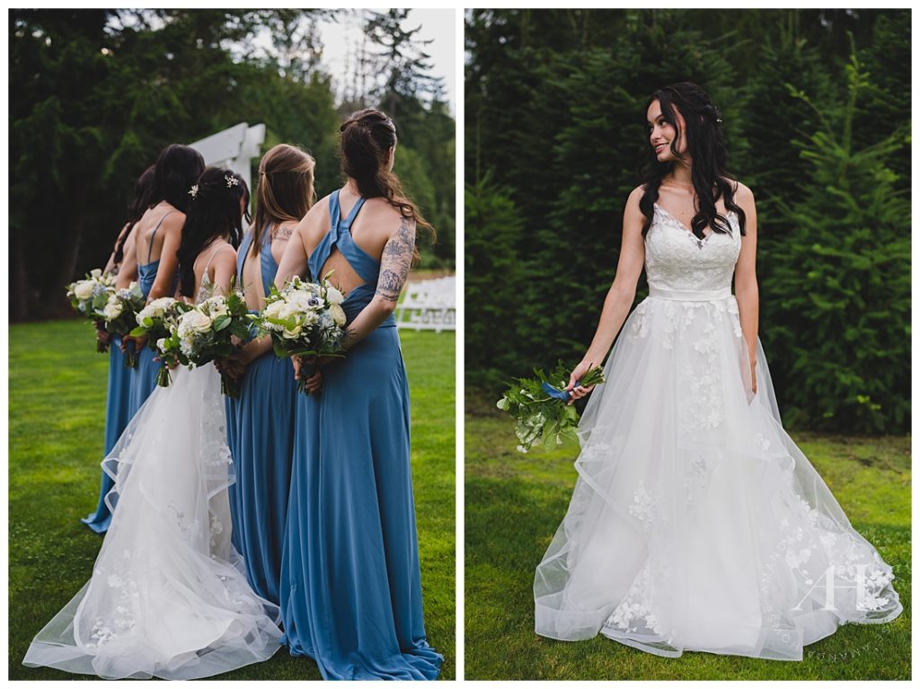 Bridal Party Pose Ideas With Flower Bouquets | Photographed by the Best Tacoma Wedding Photographer Amanda Howse Photography