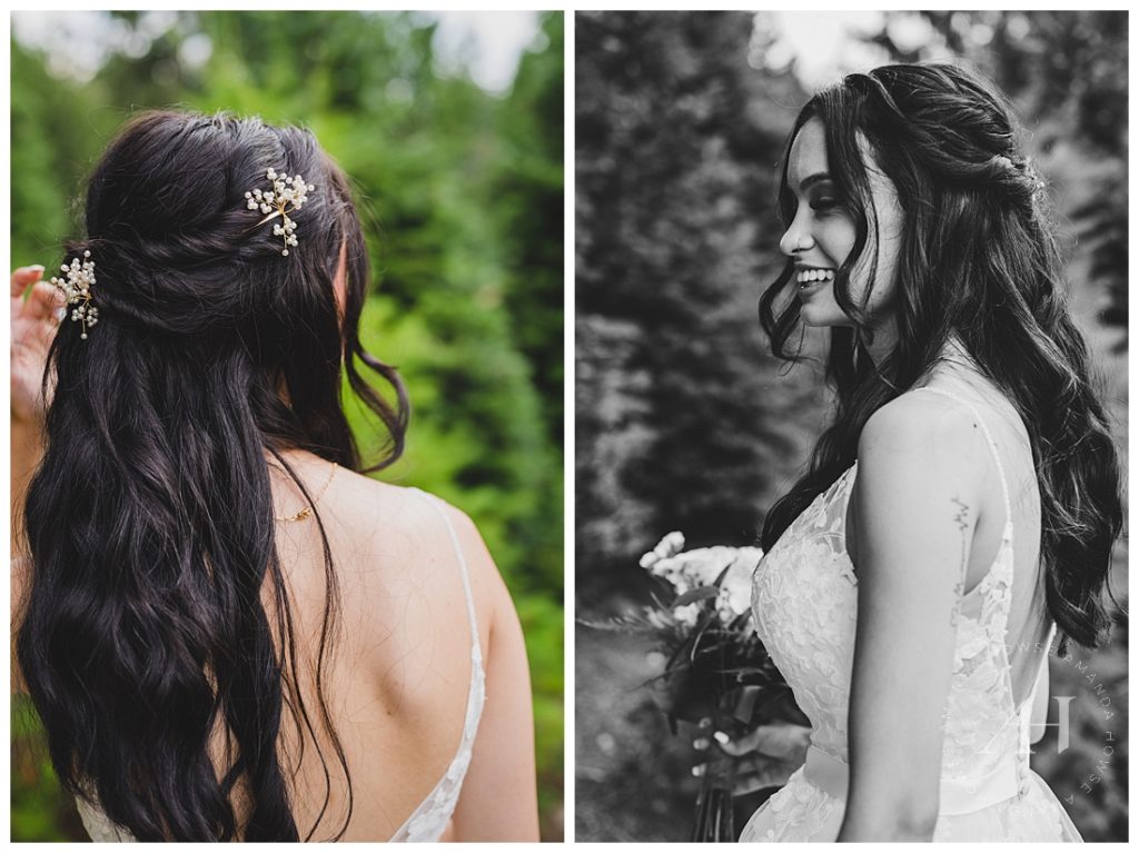 Bridal Hair Detail Portraits on Wedding Day | Photographed by the Best Tacoma Wedding Photographer Amanda Howse Photography