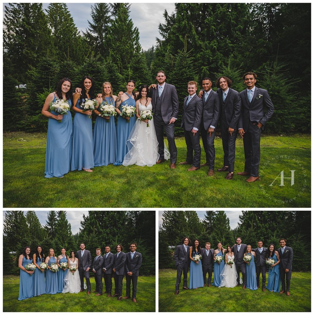 Wedding Party Portraits with Bridesmaids and Groomsmen | Photographed by the Best Tacoma Wedding Photographer Amanda Howse Photography
