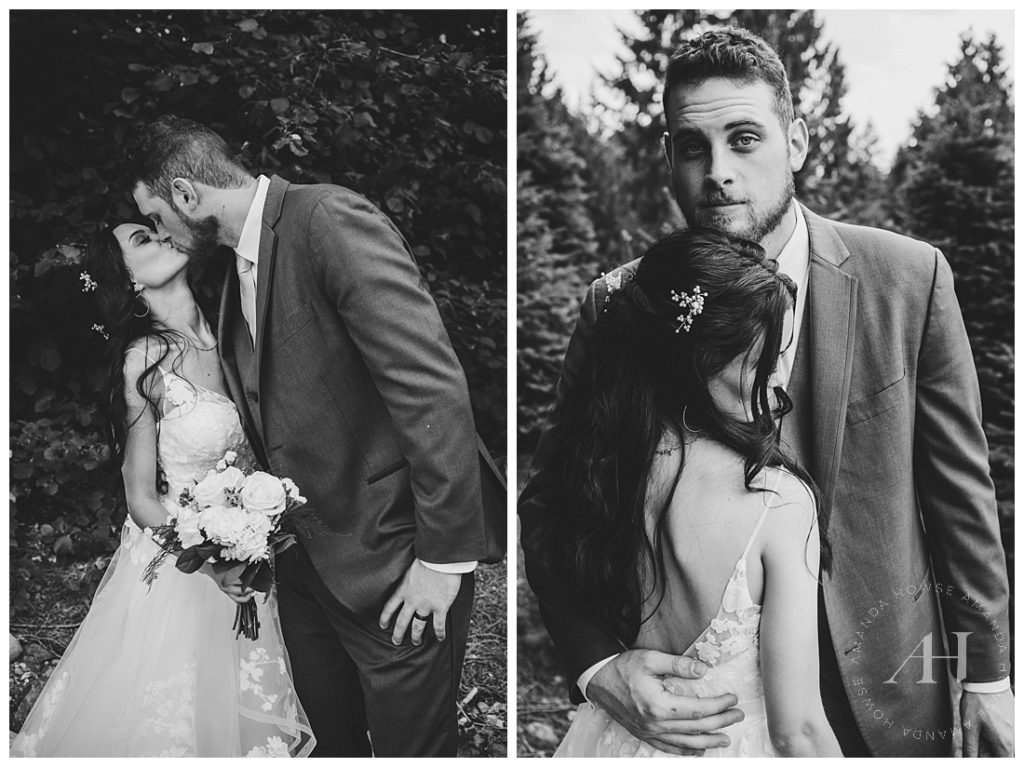 Gorgeous Black and White Portraits of PNW Bride and Groom | Photographed by the Best Tacoma Wedding Photographer Amanda Howse Photography