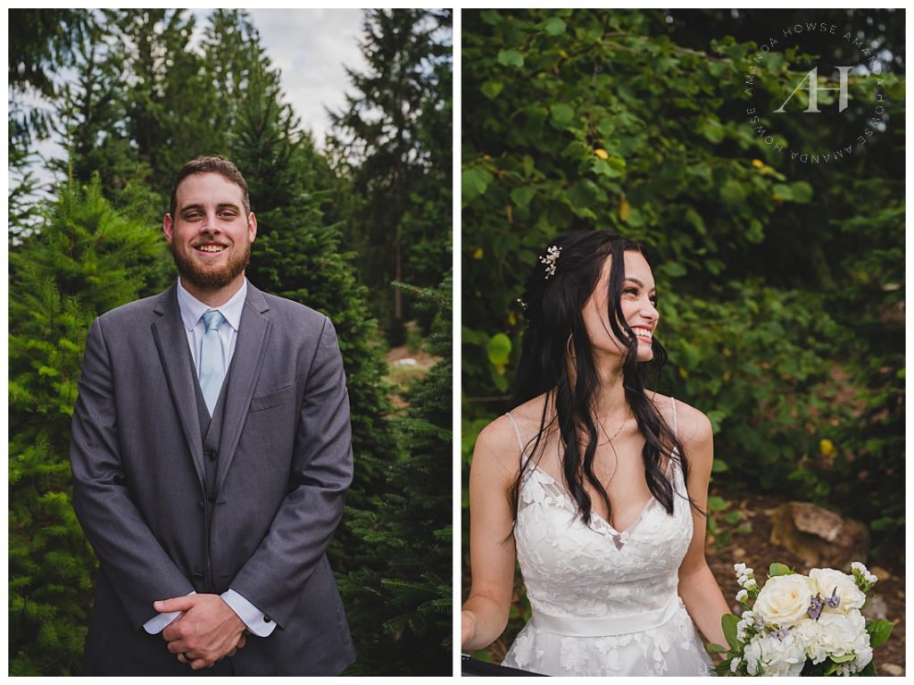 Bride and Groom Side by Side Portraits | Photographed by the Best Tacoma Wedding Photographer Amanda Howse Photography