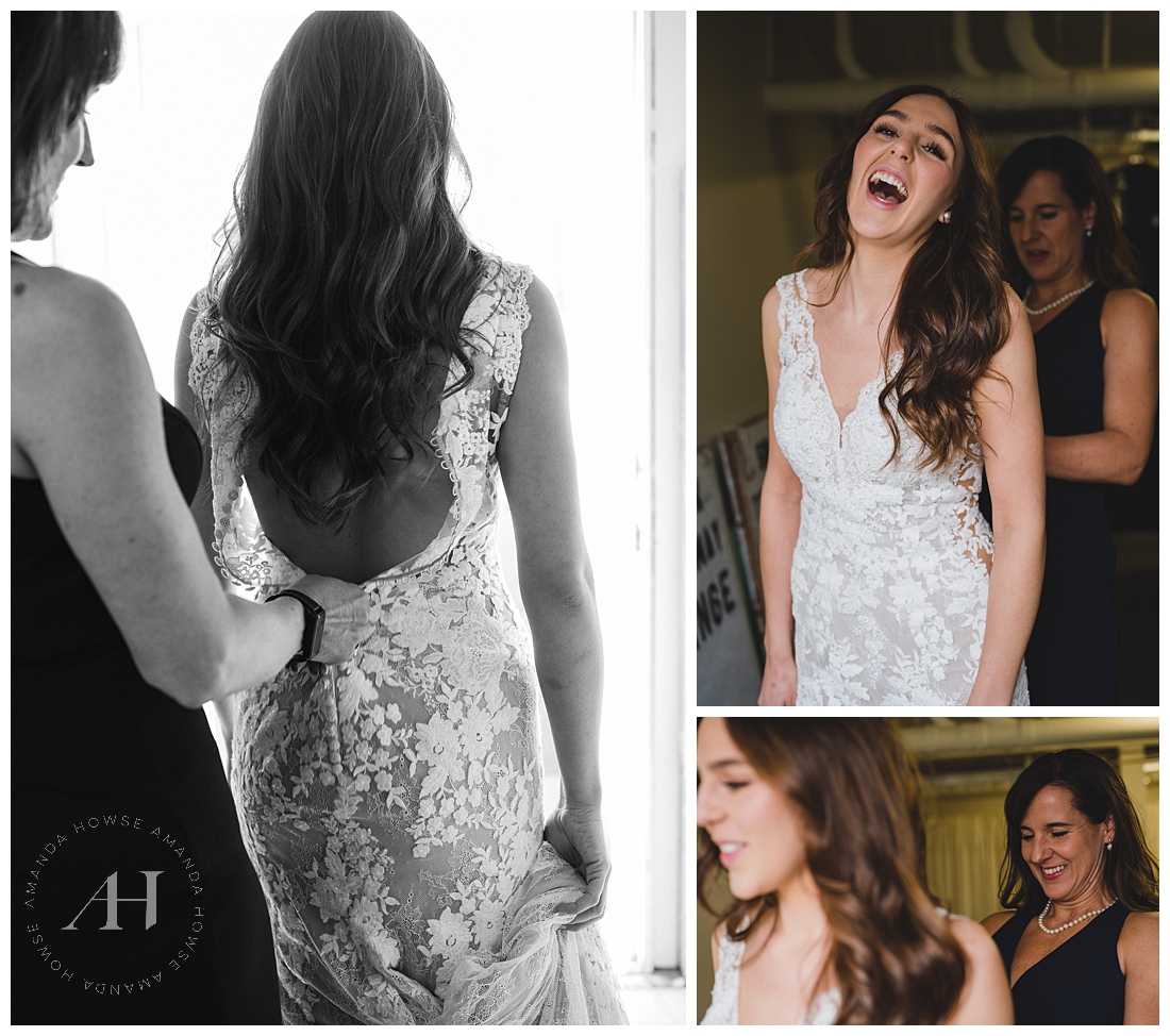Pre-Ceremony Bridal Portraits of Dress | Photographed by the Best Tacoma Wedding Photographer Amanda Howse Photography