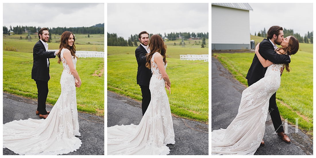 Intimate Photos of First Look with Bride and Groom | Photographed by the Best Tacoma Wedding Photographer Amanda Howse Photography
