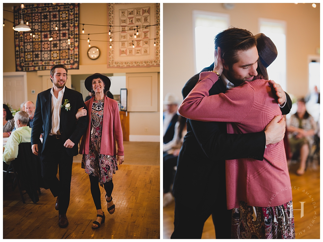 Wedding Day with Groom and Mother | Walking Down the Aisle | Photographed by the Best Tacoma Wedding Photographer Amanda Howse Photography