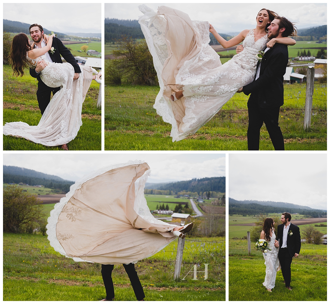 Playful Wedding Poses For Bride and Groom Portraits | Photographed by the Best Tacoma Wedding Photographer Amanda Howse Photography