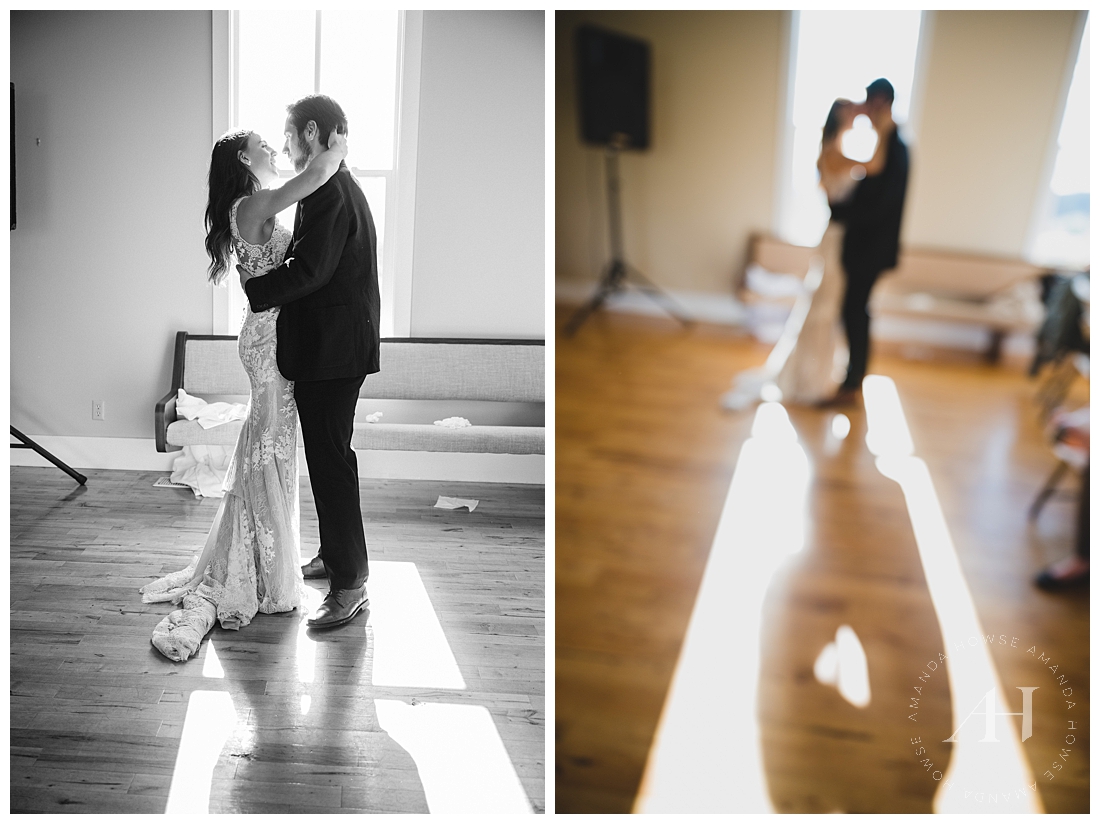 First Dance Wedding Portraits | Quiet Moments Between Bride and Groom | Photographed by the Best Tacoma Wedding Photographer Amanda Howse Photography