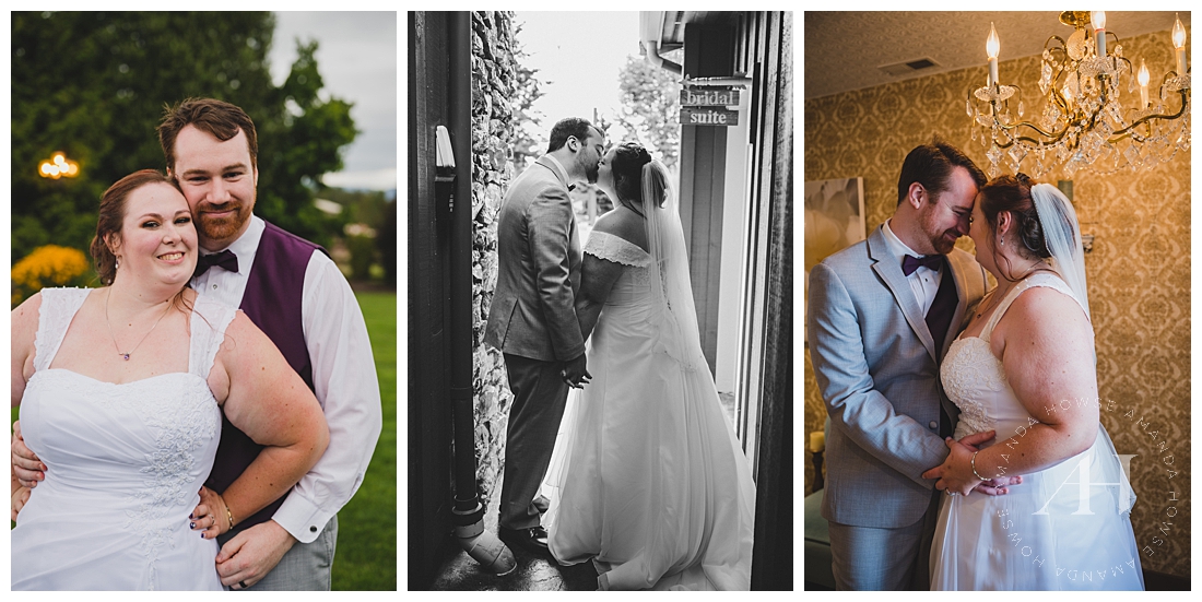 Bride and Groom 3 Panel Portrait Collage | Photographed by the Best Tacoma Wedding Photographer Amanda Howse Photography