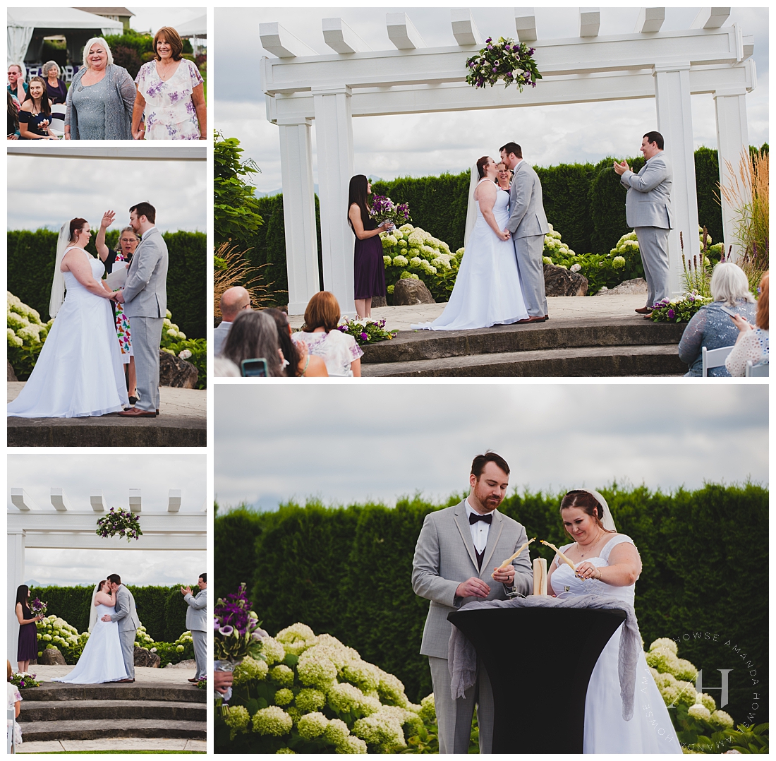 Wedding Collage of Outdoor Ceremony | Photographed by the Best Tacoma Wedding Photographer Amanda Howse Photography
