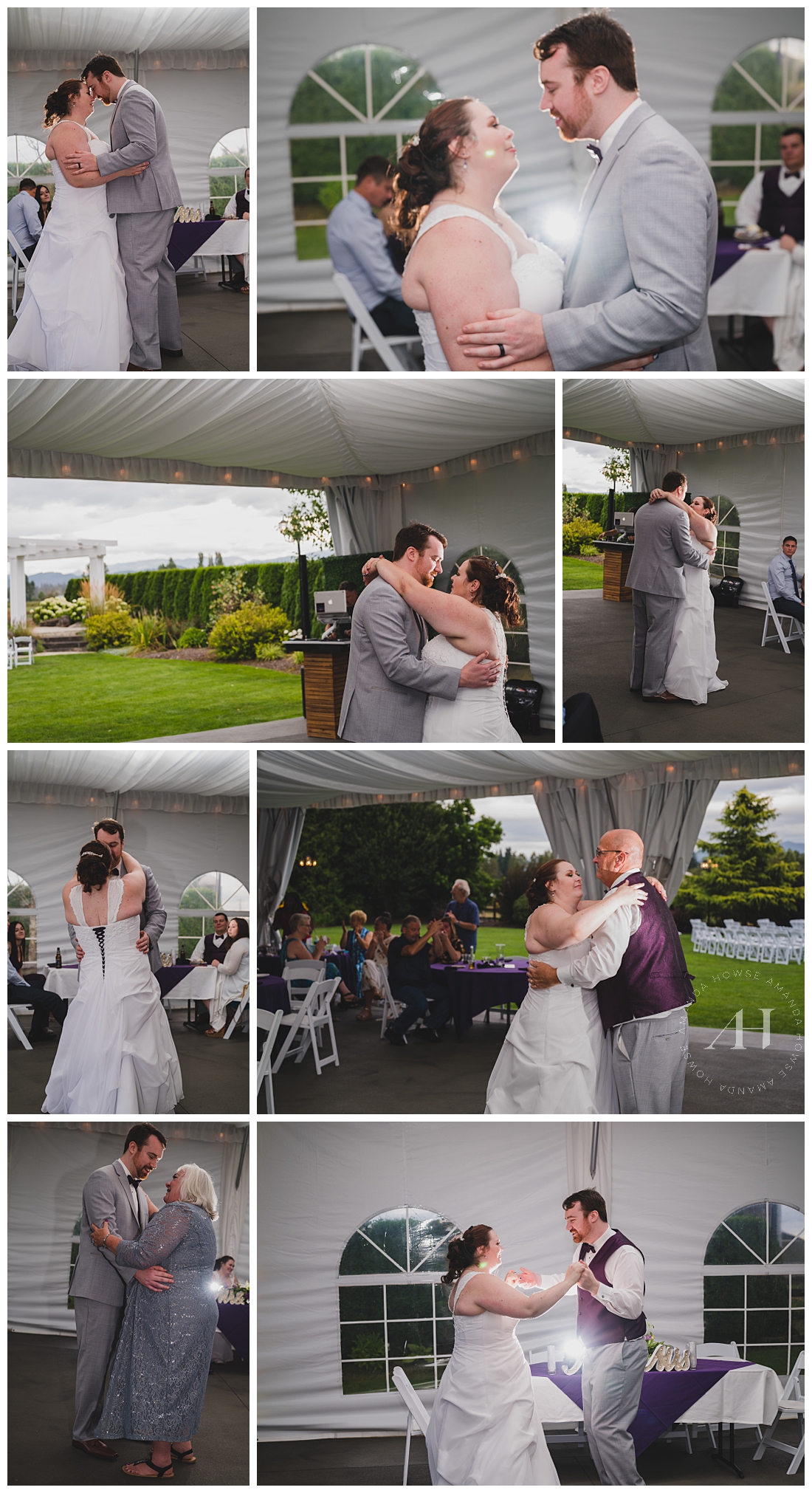 First Dance Wedding Portraits Under the Tent | Photographed by the Best Tacoma Wedding Photographer Amanda Howse Photography